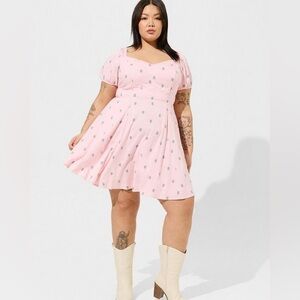 torrid Pink Floral Sweetheart Mini Dress